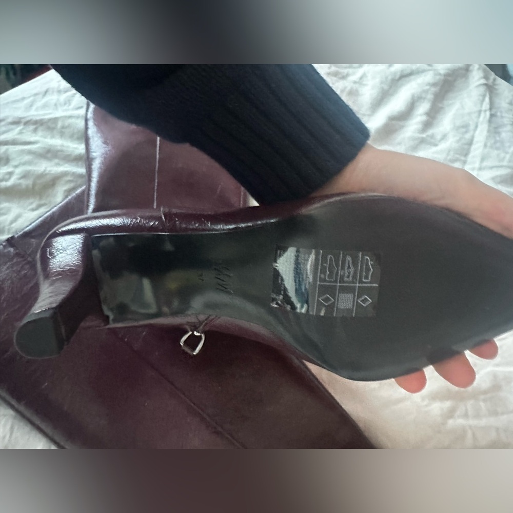 H&M Burgundy Knee-High Pointed Toe Heeled Boots – Slim Mid Heel – 37 – BNWt - Picture 12 of 13